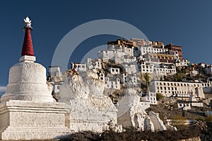 Ancient budhist stupas under Tikse gompa, Ladakh, India