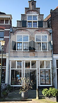 Ancient building in the city of Gouda after restauration