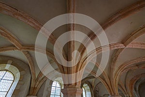 Ancient building of medieval French abbey. Abbey of Fontenay, Burgundy, France, Europe