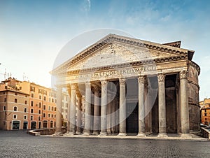 The ancient building of Pantheon in peaceful sunny morning