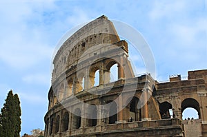 Ancient building from the Roman Empire times, the Colosseum in Rome, Italy, tourism, travel concept, best world attractions