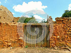 old door in rural landscapes in Zamora province photo