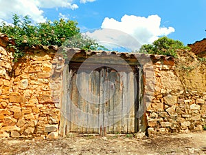 old door in rural landscapes in Zamora province photo