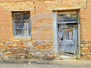 old door and window in rural landscapes in Zamora province photo