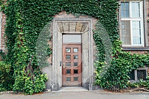 Ancient building with wooden door