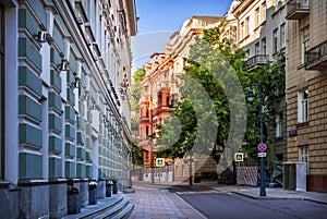 Ancient buildings in Romanov lane, Moscow