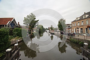 Ancient buildings on the streets of city Haastrecht in the Netherlands