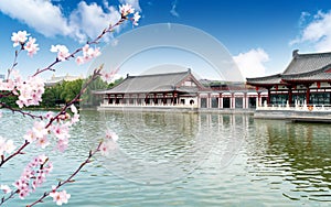 Ancient Buildings of Tang Furong Garden in Xi`an, Shaanxi