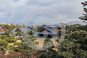 Ancient buildings on the territory of Nijo Castle.