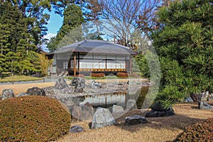 Ancient buildings on the territory of Nijo Castle.