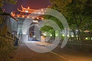 Ancient Buildings and Tourism Scenery of the Ancient City Wall in Suzhou, Jiangsu Province, China