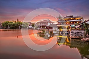 The ancient buildings and tourist scenery of Zhouzhuang Ancient Town, Suzhou City, Jiangsu Province, China