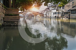 The ancient buildings and tourist scenery of Zhouzhuang Ancient Town, Suzhou City, Jiangsu Province, China