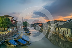 The ancient buildings and tourist scenery of Zhouzhuang Ancient Town, Suzhou City, Jiangsu Province, China