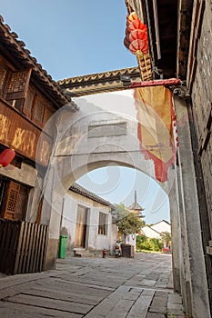 The ancient buildings and tourist scenery of Zhouzhuang Ancient Town, Suzhou City, Jiangsu Province, China