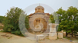 Ancient Byzantine Church of Holy Apostles in Athens, antique religious sanctuary