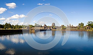 Ancient Cambodian temple ruin view