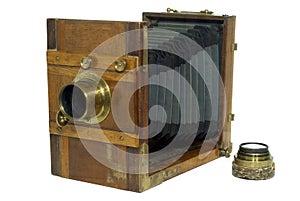 Ancient camera with a bellows lens