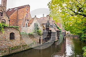 Ancient canal houses in the historic town of Bruges