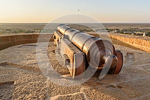 Ancient cannon in Jaisalmer fort. India