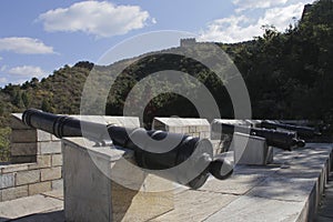 Ancient cannon at Jinshanling section of the Great Wall. photo