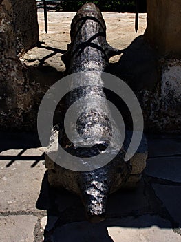 Ancient cannons of defense weapons in the old fortress