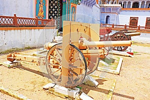 Ancient cannons in kota palace india