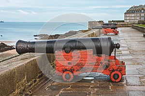 Ancient cannons on Saint-Malo wall
