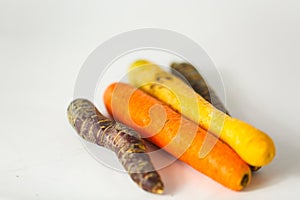 Ancient carrot purple and yellow on a white background