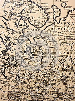 Ancient cartography - old aged ma photo