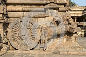 ancient Carved Horse and carriage Airavatesvara Temple is a Hindu temple of Dravidian