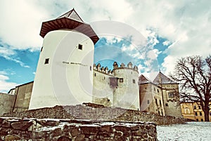 Ancient castle in Kezmarok, Slovakia, old filter