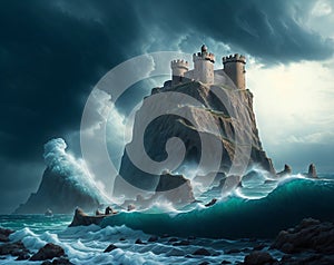 Ancient Castle Overlook: Coastal Drama