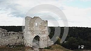 Ancient Castle. Ruins of the castle. 4K Aerial