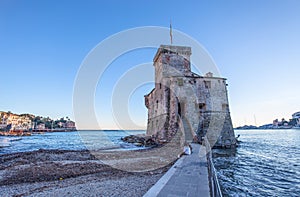 The ancient castle on the sea, Rapallo, Genoa Genova, Italy