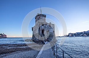 The ancient castle on the sea, Rapallo, Genoa Genova, Italy