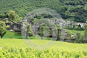 The ancient Castle Serravalle in Tessin, Switzerland