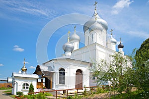 Ancient Cathedral of Nikita great Martyr and Church Pillar in Nikitsky monastery. Pereslavl-Zalessky. Russia