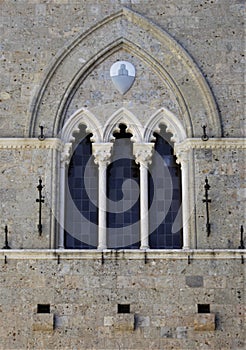 Ancient cathedral window with pillars