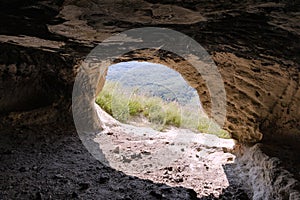 Ancient cave city, Baqla, View from inside the cave