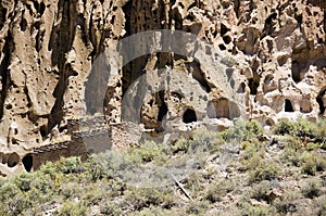 Ancient Cave Cliff Dwelling in Bandalier National Monument New Mexico