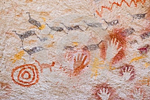 Ancient cave paintings, Argentina.