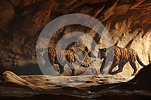 Ancient cave paintings of sabertoothed tigers octa photo