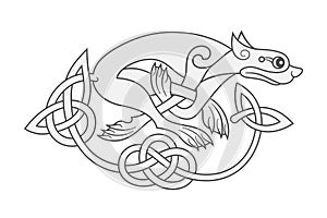 Ancient celtic mythological symbol of wolf, dog, beast