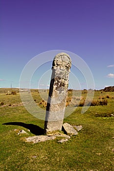 Ancient celtic standing stone in Bodmin moor, England