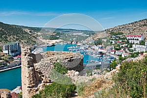 Ancient Cembalo fortress tower in Balaclava city