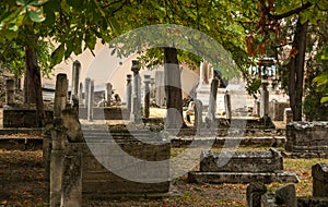 Ancient cemetery of Bakhchisaray Palace in summer, Bakhchisarai, central Crimea