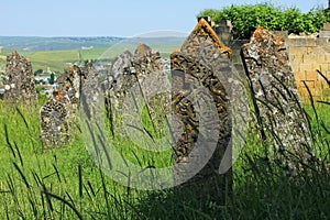 The ancient cemetery near the mausoleum of Yeddi Gumbez. Shamakhi city. Azerbaijan