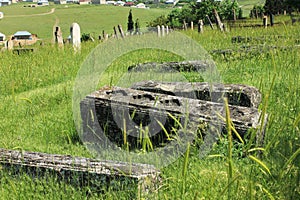 The ancient cemetery near the mausoleum of Yeddi Gumbez. Shamakhi city. Azerbaijan