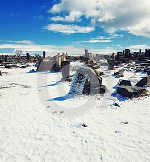 Ancient cemetery of Noratus, Armenia.